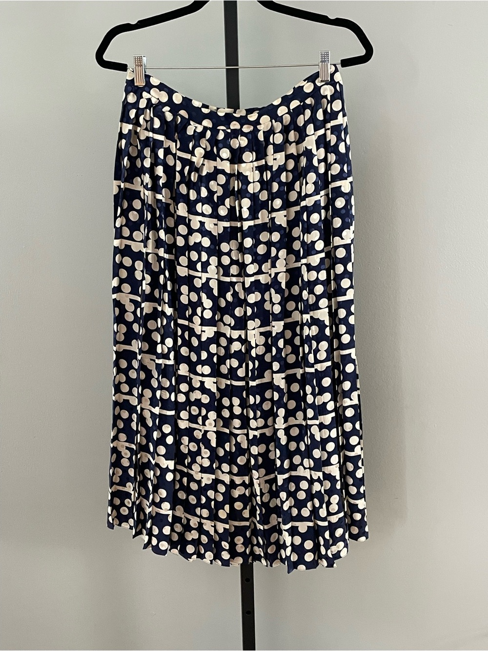 Vintage Raul Blanco 100% Silk Pleated Polka Dot Skirt Size 14